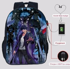 Mochila Sung Jin Woo Material Escolar Solo Leveling Carga USB Smartphone comprar usado  Enviando para Brazil