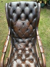 Chesterfield brown leather for sale  BEDFORD