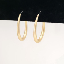 Brincos de argola oval escovado folheados a ouro 14k 1,75" de comprimento 1,25" de largura comprar usado  Enviando para Brazil