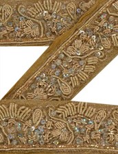 Fita Zari dourada vintage sari borda artesanato com miçangas 1 jarda acabamento 1,5"W comprar usado  Enviando para Brazil