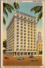 Cartão postal de Miami, Flórida EL COMODORO HOTEL 1ª cena de rua linho Curteich 1942 comprar usado  Enviando para Brazil