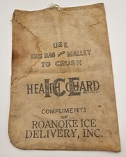 Bolsa de esmagamento de gelo de lona vintage Roanoke VA publicidade entrega de gelo 13" x 9" comprar usado  Enviando para Brazil