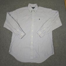 Camisa masculina Ralph Lauren listrada azul média manga longa botão para cima pônei tamanho M comprar usado  Enviando para Brazil