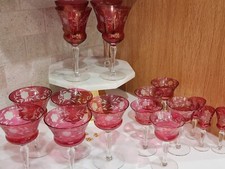Vintage cranberry etched for sale  Holmdel
