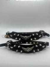 Conjunto de bootstrap cravejado de couro genuíno com corrente emblema asa de caveira novo EUA comprar usado  Enviando para Brazil