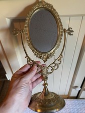 Suporte de metal vintage vaidade filigrana espelho giratório tampo de mesa oval 12"" comprar usado  Enviando para Brazil