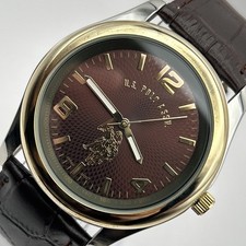 Relógio Polo Assn masculino EUA mostrador marrom e dourado pulseira marrom NOVA BATERIA 8" comprar usado  Enviando para Brazil