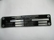 Typenschild schild hanomag gebraucht kaufen  Deutschland