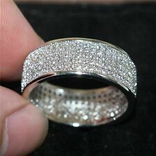 Usado, Aliança de casamento masculina corte redondo 4 quilates diamante criado em laboratório acabamento em ouro branco 14K comprar usado  Enviando para Brazil