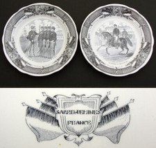 Antigo Conjunto de Placa de Armário Francesa Sarreguemines 2 peças, Tema Militar Figural Scene comprar usado  Enviando para Brazil