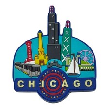Ímã de geladeira Chicago Illinois Skyline borracha geladeira lembrança de viagem comprar usado  Enviando para Brazil