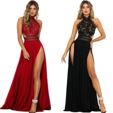 Vestido sexy feminino de VER-Through Blusa De Renda Com Decote nas Costas Vestido de Festa Fenda Alta vestido de noite comprar usado  Enviando para Brazil