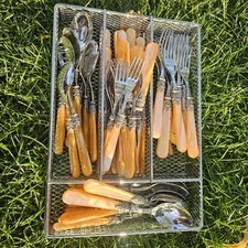 Usado, Conjunto de 20 talheres inox EME aço inoxidável cabo de pêssego laranja PCNapoleão Itália 18/10 comprar usado  Enviando para Brazil