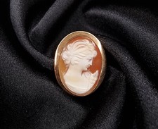 Usado, Pingente broche camafeu concha vintage com silhueta feminina esculpida intrincada comprar usado  Enviando para Brazil