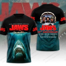 Camiseta unissex JAWS Movie estampa 3D poliéster casual gola redonda 100-160 e P-5XL comprar usado  Enviando para Brazil