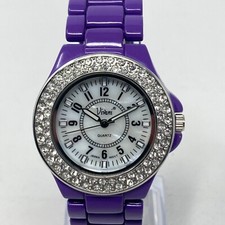 Relógio Vivani Feminino 36mm Moldura Pavê Tom Prata Bling MOP Roxo Nova Bateria 7" comprar usado  Enviando para Brazil