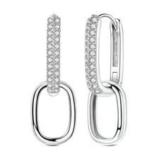 Pendientes de aro de doble círculo en forma de U MULA CIRCONITA CÚBICA para mujer joyería enchapada en plata 925 segunda mano  Embacar hacia Mexico