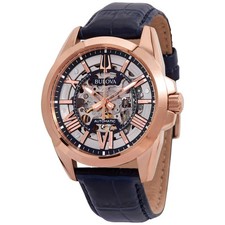 Relógio masculino Bulova Sutton automático prata mostrador esqueleto 97A161 comprar usado  Enviando para Brazil