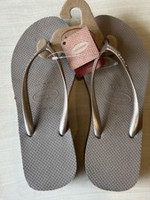 Novo Chinelo Feminino Havaianas Alta Moda Cunha Dourado Tamanho 9 EUA, usado comprar usado  Enviando para Brazil