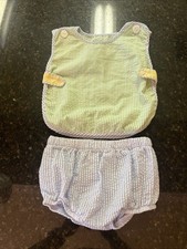 Busy Bees Smocks Zestaw pieluch Bloomers Seersucker Guzik Top Plaża Butik 2 szt. na sprzedaż  Wysyłka do Poland