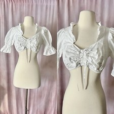 Gravata Almhouse Milkmaid Crop Top tamanho 36 branca camponesa casa de campo babado cordão comprar usado  Enviando para Brazil