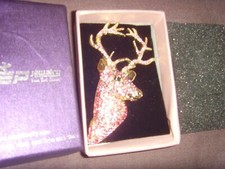 Deer brooch pink for sale  BOURNEMOUTH