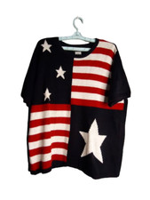 Suéter feminino de malha Sag Harbor estrelas e listras manga curta tamanho XL professores comprar usado  Enviando para Brazil