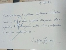 Biglietto autografo del usato  Fontanafredda