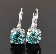 Pendientes colgantes solitarios de diamantes azules certificados tratados de 4,00 quilates en plata 925 segunda mano  Embacar hacia Mexico