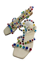 Cape Robbin tamanho 6.5 multicolorido cravejado tiras transparentes fivela sandálias rasas glitz bling comprar usado Cape Robbin tamanho 6.5 multicolorido cravejado tiras transparentes fivela sandálias rasas glitz bling comprar usado  Enviando para Brazil