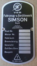 Typenschild veb fahrzeugwerk gebraucht kaufen  Hürtgenwald