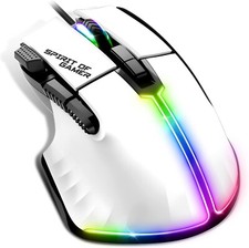 Mouse para jogos SPIRIT OF GAMER branco 12800 DPI RGB 8 botões ergonômico, usado comprar usado  Enviando para Brazil