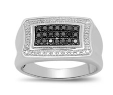 Anel da moda masculino de ouro branco 10K puro ônix preto brilhante e branco vívido CZ, usado comprar usado  Enviando para Brazil