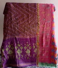 Colcha Kantha vintage retazos india hecha a mano edredón manta de algodón segunda mano  Embacar hacia Mexico