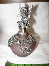 Frasco de perfume vintage ametista vidro estanho anjo e tampa ornamentada fosco comprar usado  Enviando para Brazil