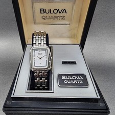 Bulova Tank relógio masculino 27mm mostrador branco tom prata data retângulo novo na caixa nova bateria comprar usado  Enviando para Brazil