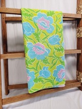 Toalha de praia/piscina vintage estampa floral 100% algodão verde azul RETRO! comprar usado  Enviando para Brazil