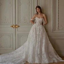 Usado, Vestido de noiva requintado de renda fora do ombro drapeado trem real vestido de noiva comprar usado Usado, Vestido de noiva requintado de renda fora do ombro drapeado trem real vestido de noiva comprar usado  Enviando para Brazil