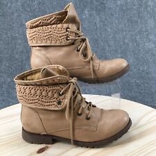 Usado, Botas femininas Rock & Candy 7,5 M tornozelo bege renda couro sintético com cadarço comprar usado  Enviando para Brazil