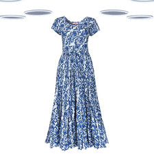 Vestido maxi feminino Ex Joe Browns manga curta estampa azulejo algodão azul comprar usado  Enviando para Brazil