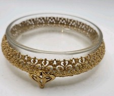 Antiga cômoda de vidro filigrana Ormolu da década de 1920 vintage vaidade em pó bugiganga prato comprar usado  Enviando para Brazil