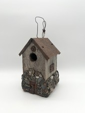 Usado, Arte popular vintage casa de pássaros rústica feita à mão madeira pedra casa de campo telhado de estanho primitivo comprar usado  Enviando para Brazil