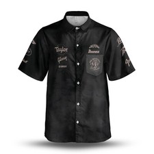 Tecido manchado/marmormoreado estilo loja de guitarra vintage personalizado | Camisa preta com botão comprar usado  Enviando para Brazil