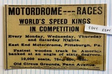 1913 motordrome races for sale  Greensburg