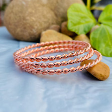 Usado, Conjunto de 3 pulseiras de cobre puro anel tensor pulseira de empilhamento de cobre feita à mão comprar usado  Enviando para Brazil