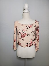 Blusa cropped floral rosa Kendall & Kylie manga longa decote elástico feminina XS. comprar usado  Enviando para Brazil