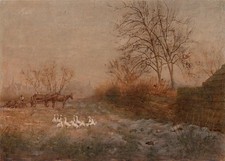 Usado, Cavalo e carrinho em paisagem rural - Pintura em aquarela - Assinado indistintamente comprar usado  Enviando para Brazil