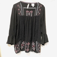 Blusa Knox Rose Charcoal XL bordada renda 3/4 manga alargada boho hippie chique comprar usado  Enviando para Brazil