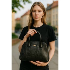 Bolsa satchel Lorenzi preta fina sul-africana cabo couro búfalo média comprar usado  Enviando para Brazil