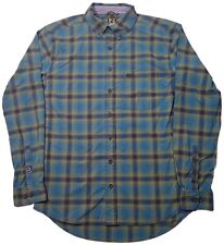 Camisa masculina manga longa Noble Outfitters média regular com botões xadrez azul verde , usado comprar usado  Enviando para Brazil